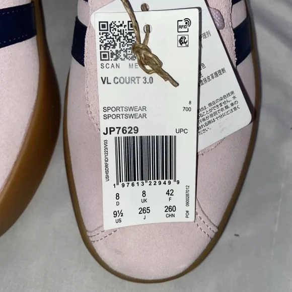 Adidas Court 3.0 Pink and Blue Women's Athletic Shoes - Picture 8 of 9